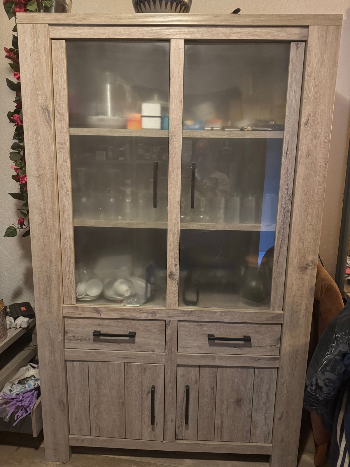 Meubelset: Vitrinekast, TV-meubel, Dressoir, Salontafel, Huis en Inrichting, 250 tot 300 cm, Gebruikt, Ophalen of Verzenden, Met lade(s)