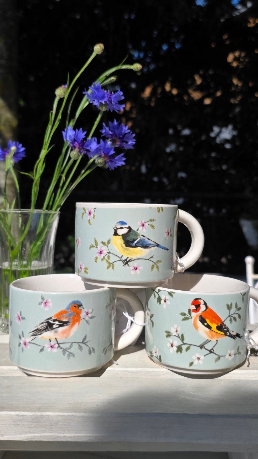 Sass & Belle kopjes met vogeltjes, Overige merken, Keramiek, Landelijk/Boerenbont, Onbekend