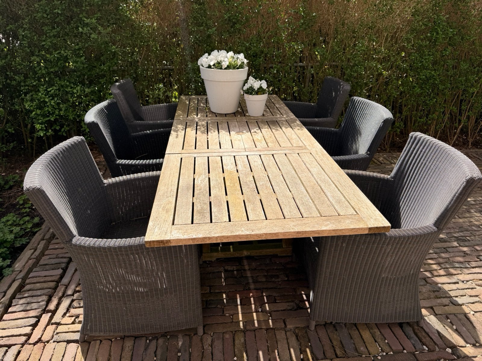 6 originele Borek tuinstoelen met originele Borek kussens, Ophalen, Gebruikt, Wicker