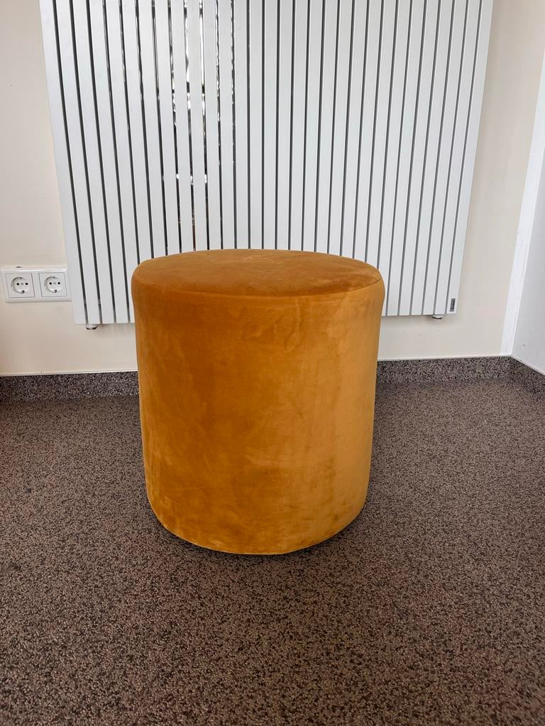 Ronde okergele poef, Ophalen, Minder dan 50 cm, Rond, Minder dan 50 cm