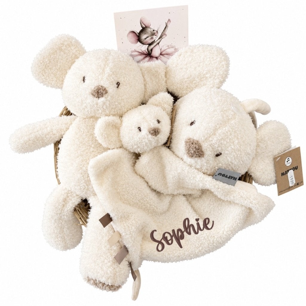 Kraamcadeau geboorte baby mand muis