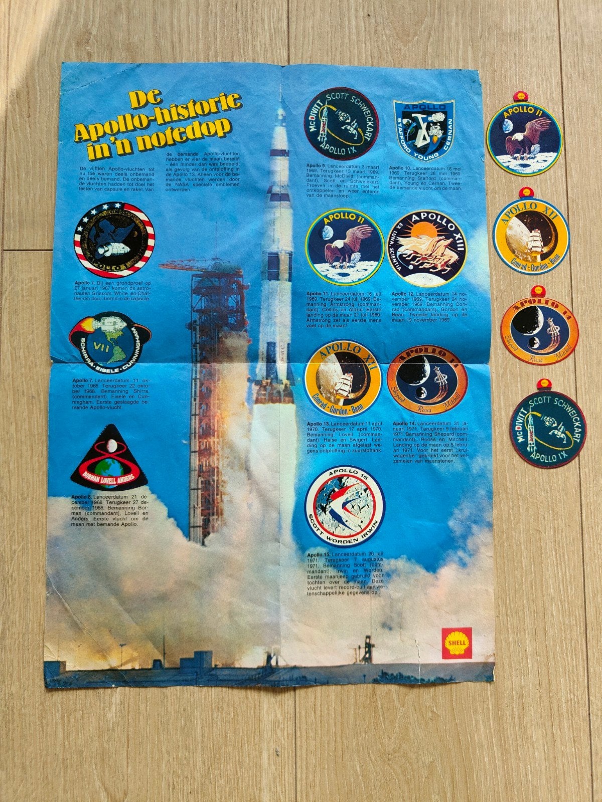 Shell "De Apollo-historie in 'n notedop" met extra stickers., Verzamelen, Ophalen of Verzenden, Gebruikt