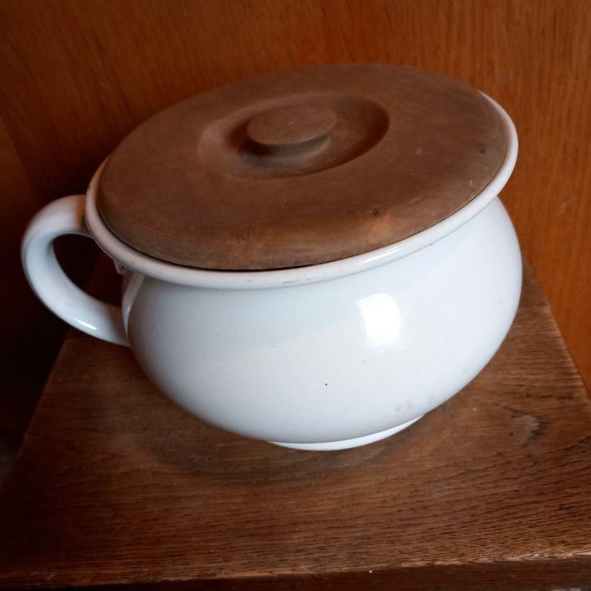 Po / nachtspiegel met houten deksel, Ophalen of Verzenden