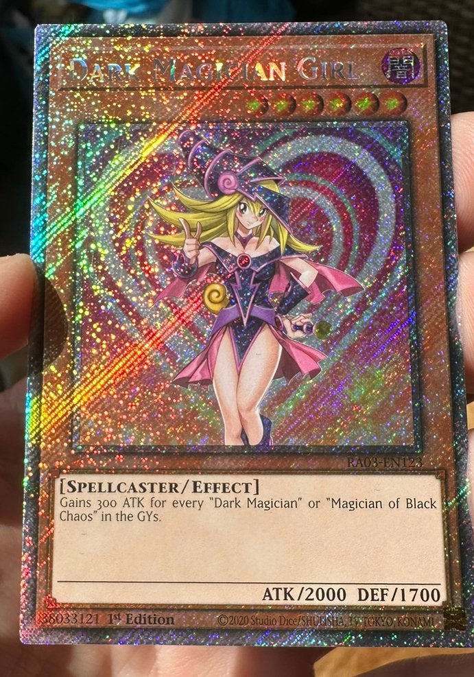 Yu-Gi-Oh! Dark Magician Girl RA03 1st Edition Mint !, Ophalen of Verzenden, Zo goed als nieuw, Losse kaart, Foil