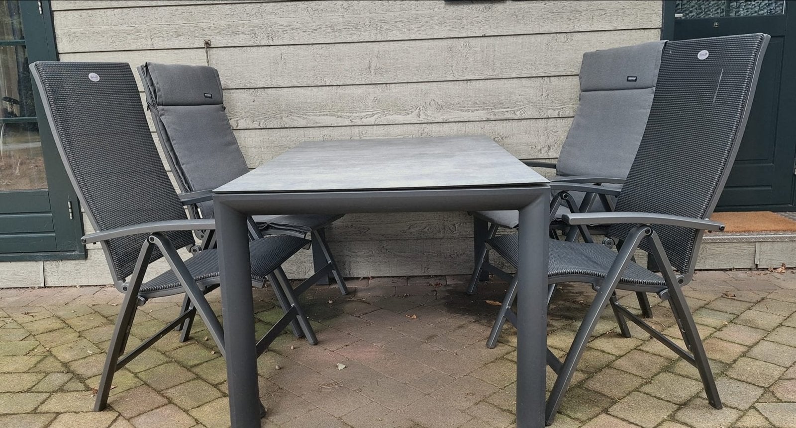 Tuintafel 150x90 cm met keramisch blad en aluminium frame, Ophalen, Zo goed als nieuw, Rechthoekig, Aluminium