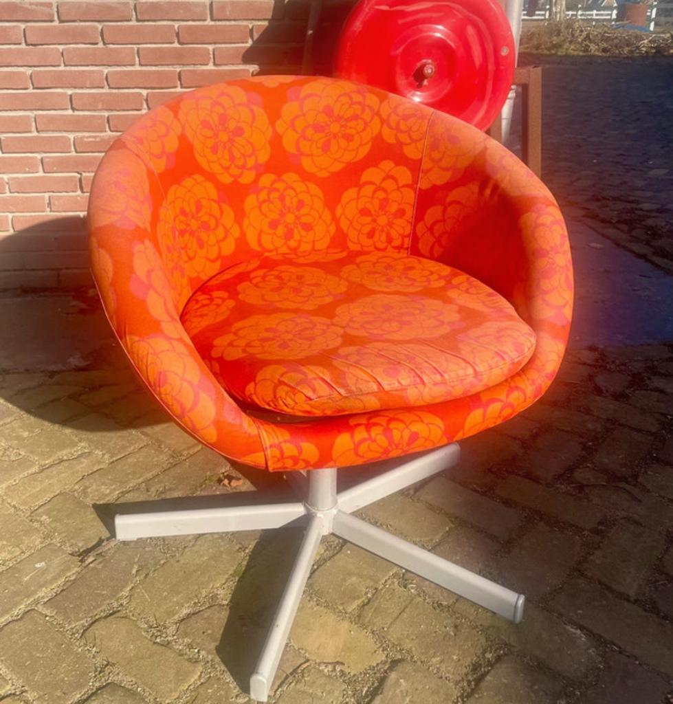 IKEA Stoeltje Bureau Stoel Skruvsta (vintage-van rond 1999), Gebloemd oranje rood vintsge 70s, Gebruikt, Overige kleuren, Ophalen of Verzenden