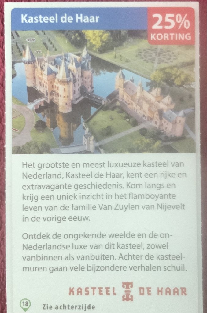 Kasteel de Haar in Haarzuilens Voordeelbon, Tickets en Kaartjes, Drie personen of meer, Museumbon