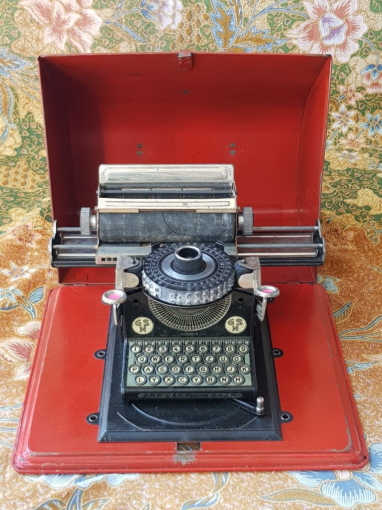 Mooie complete oude Junior typemachine uit Duitsland., Antiek en Kunst, Ophalen of Verzenden