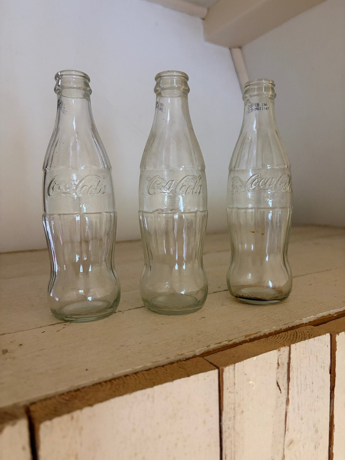 Set van 3 Vintage Coca-Cola Flessen, Ophalen of Verzenden, Gebruikt