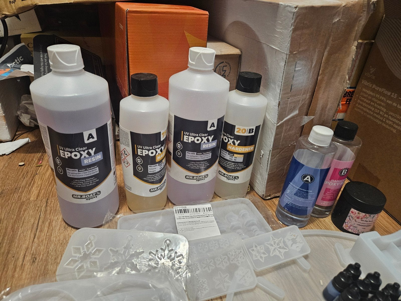 Grote epoxy set met mallen en pigmenten, Ophalen of Verzenden