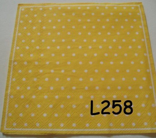 OPRUIMING servetten decoupage * polkadot geel L258 – 11x, Verzenden, Nieuw