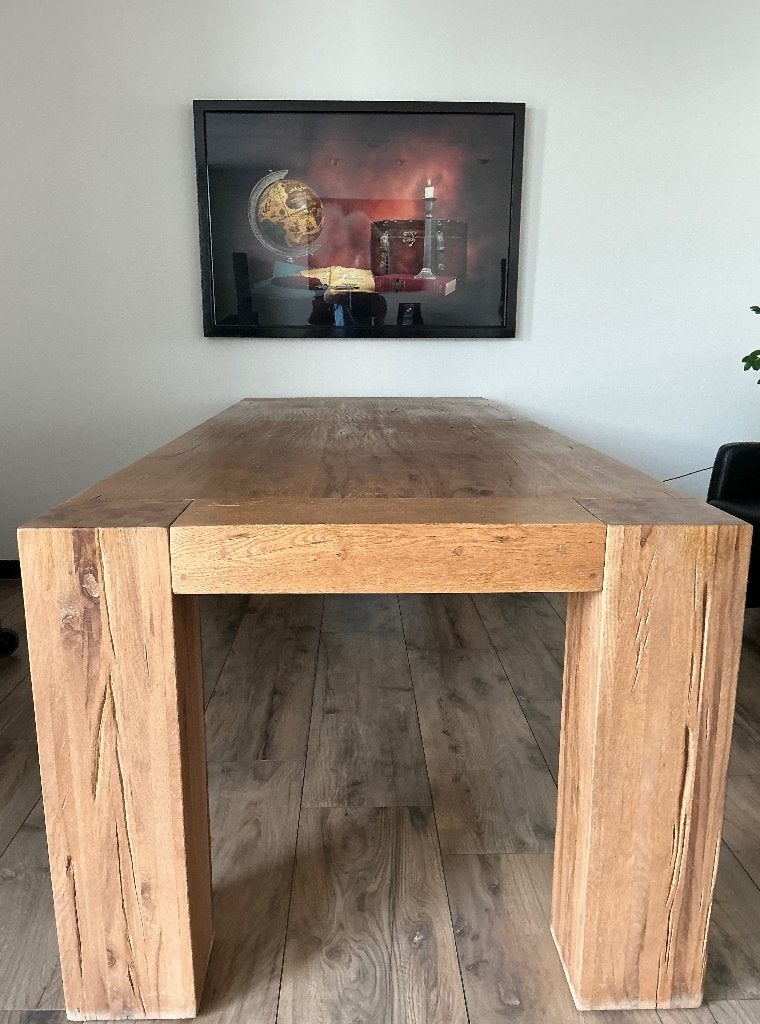 Eettafel Massief eikenhout 100 x 260 cm, Huis en Inrichting, Tafels | Eettafels, Ophalen, Industrieel/rustiek massief eikenhout