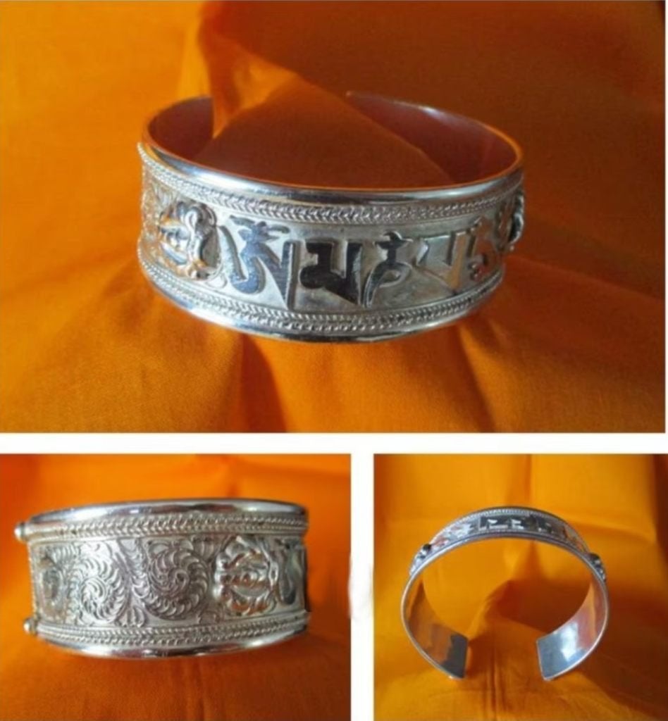 Religieuze zilveren Boeddhistische Mantra armband, Verzamelen, Religie, Verzenden, Nieuw, Sieraad, Boeddhisme