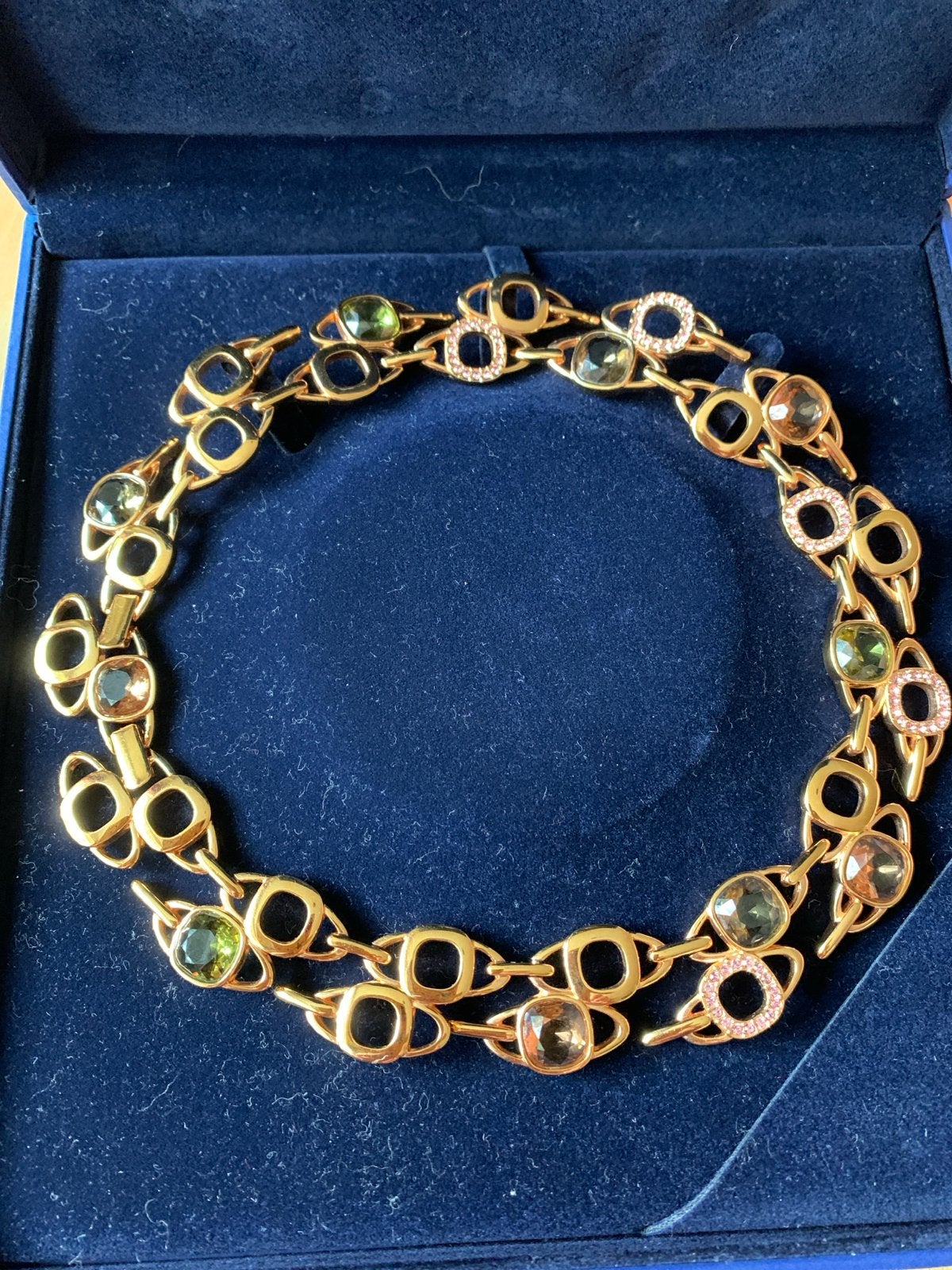 Swarovski Ketting met Roze, Groene en Bruine Stenen, Met kristal, Overige materialen, Nieuw, Ophalen of Verzenden