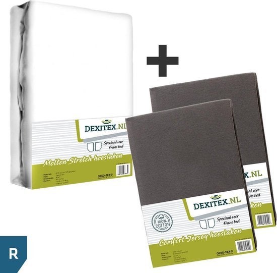 Textielpakket Frans bed, 2 hoeslakens + 1 molton Rechts 1 x, Niet ingevuld, Niet ingevuld, Niet ingevuld