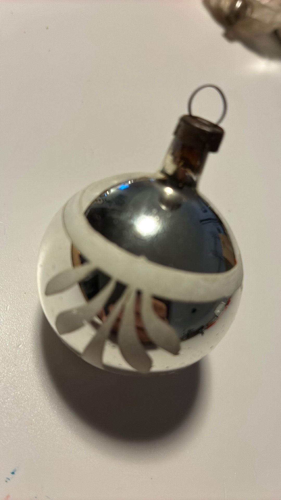 Vintage antieke kerstbal, zilver feathertree, Ophalen of Verzenden, Zo goed als nieuw