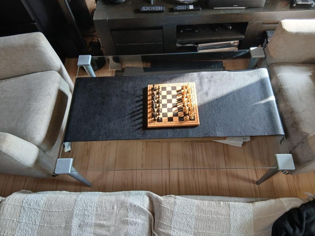 Glas salontafel, Ophalen, Gebruikt, 100 tot 150 cm, 50 tot 100 cm