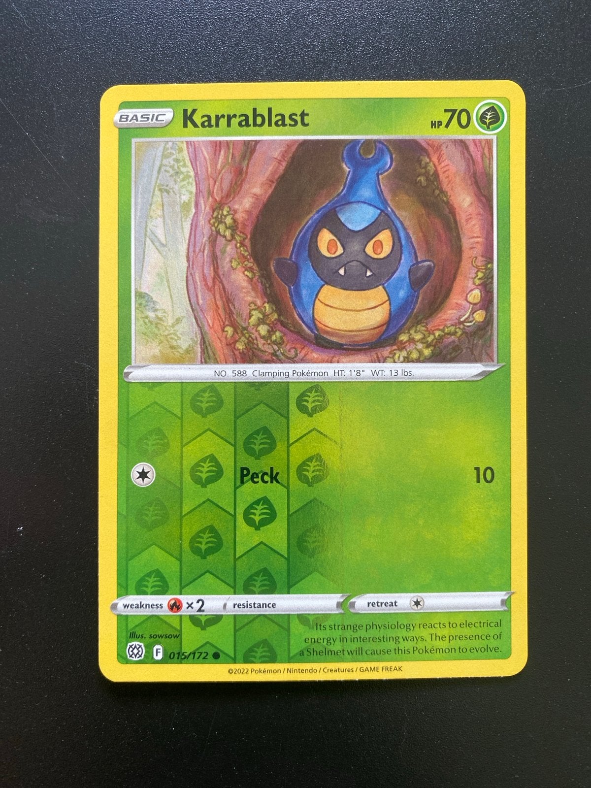 Karrablast 015/172 Reverse Holo Pokémon Brilliant Stars, Ophalen of Verzenden, Zo goed als nieuw, Losse kaart, Foil