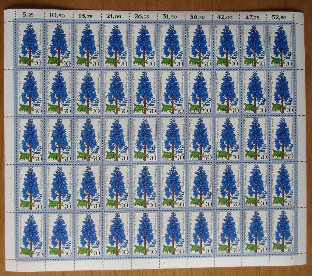 Berlijn, serie Tuinbloemen in complete vellen, 1976, Verzenden, Overige periodes, Postfris