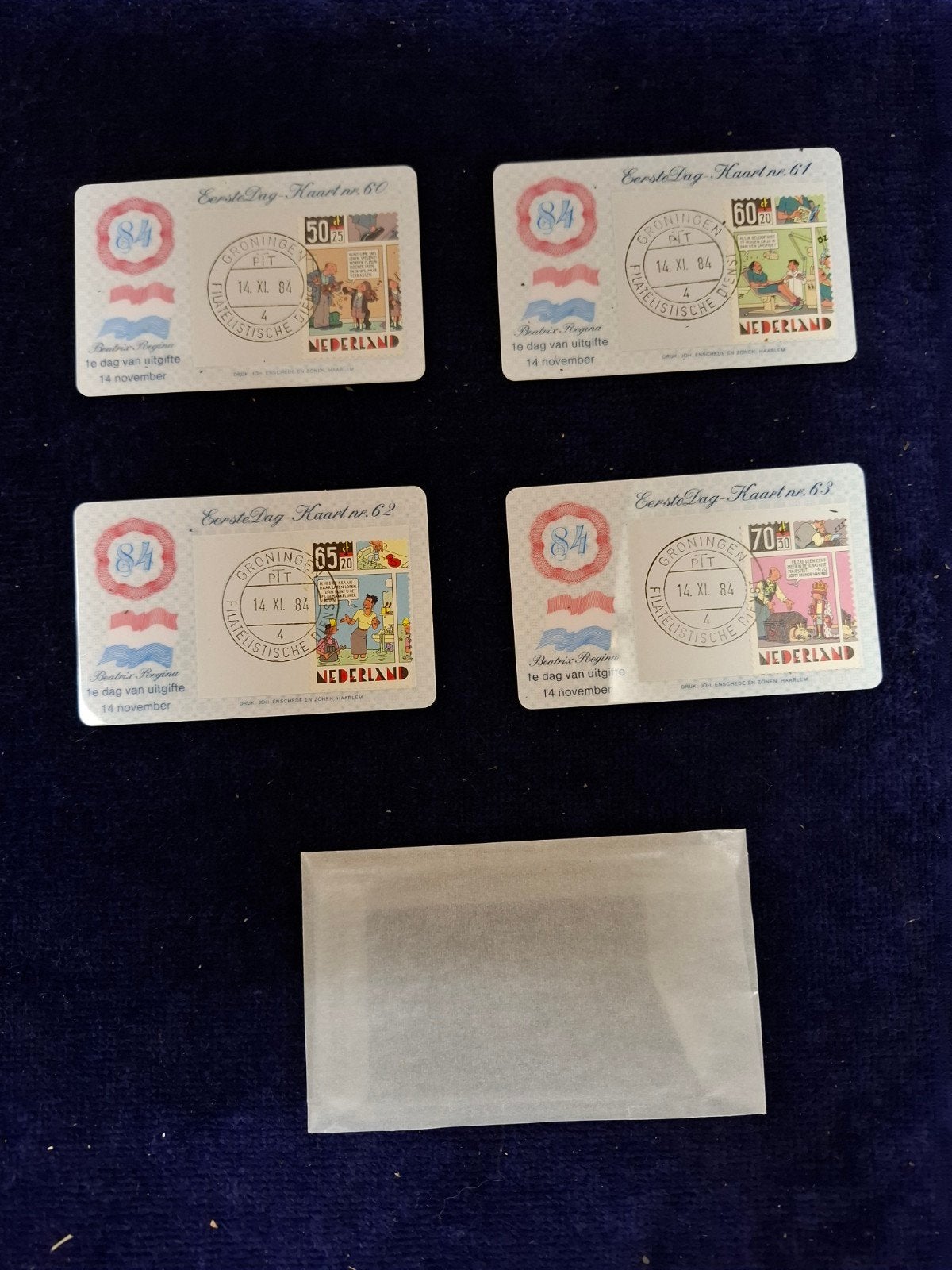 4x Eerste Dag Kaart 1984 Beatrix Regina, Postzegels en Munten, Ophalen of Verzenden, Nederland