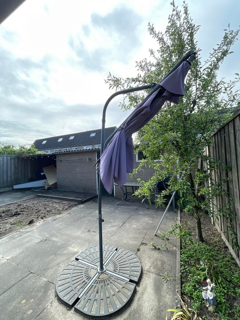 Zweefparasol met voet, Tuin en Terras, Parasols, Ophalen, 2 tot 3 meter, Zweefparasol, Verstelbaar