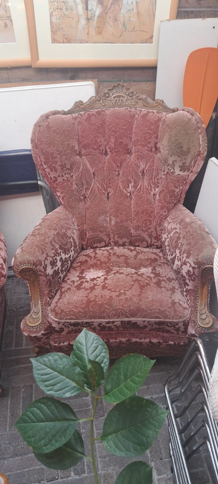 oud roze Barokstijl zithoek met salontafel, Ophalen, Gebruikt, Barok, 150 tot 200 cm