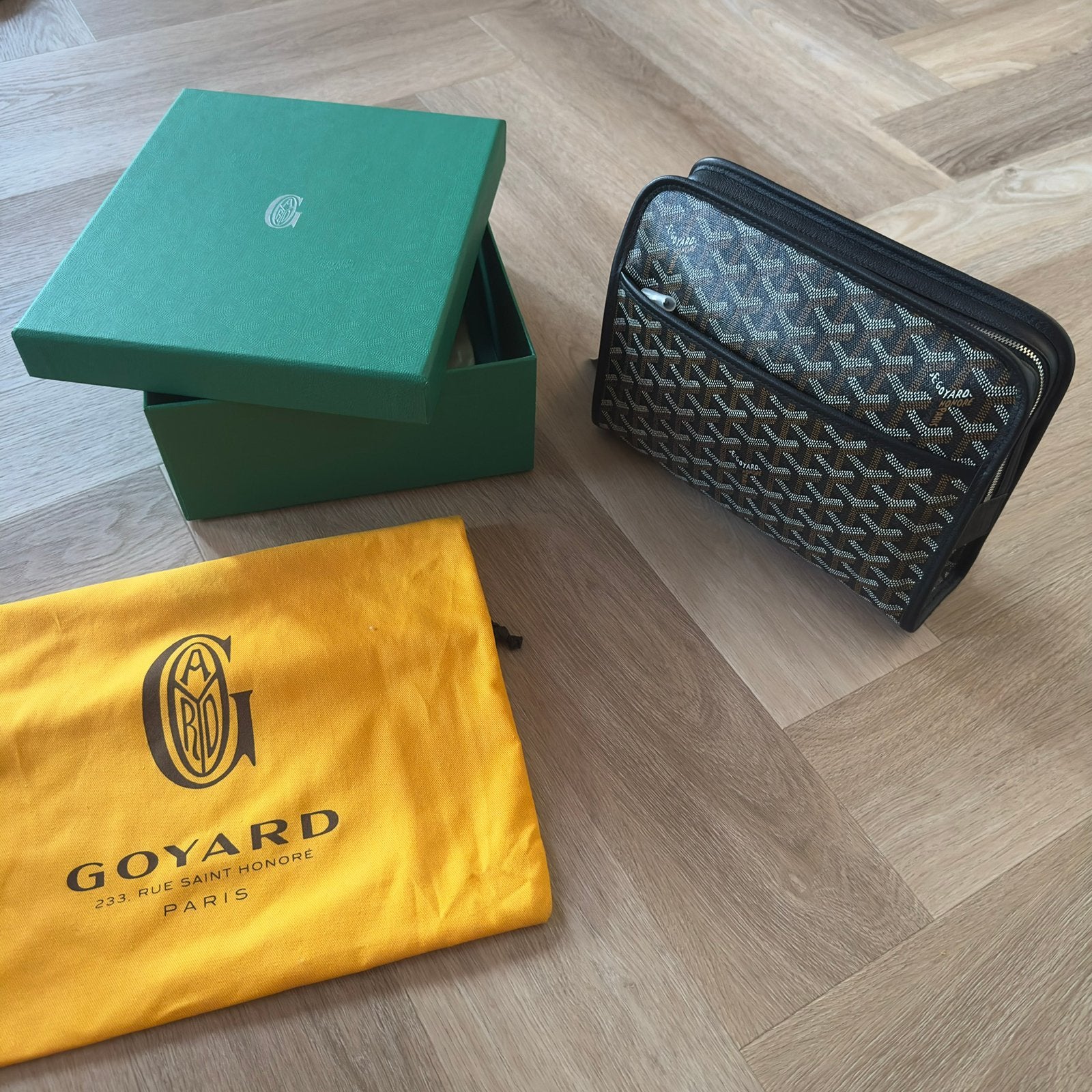 Goyard “All Black” Jouvence MM Pouch, Sieraden, Tassen en Uiterlijk, Ophalen of Verzenden, Zo goed als nieuw, Zwart, Heer of Dame