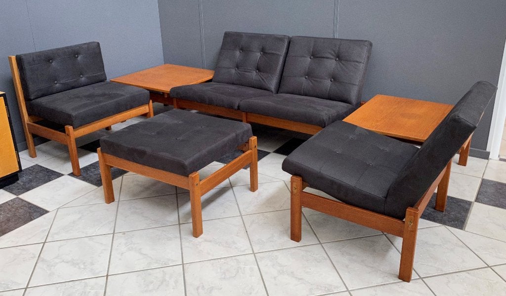 60 jaren modulair suede look zit hoek Yngve Ekström Svedese, Huis en Inrichting, Ophalen, Gebruikt, Overige materialen, Vintage design
