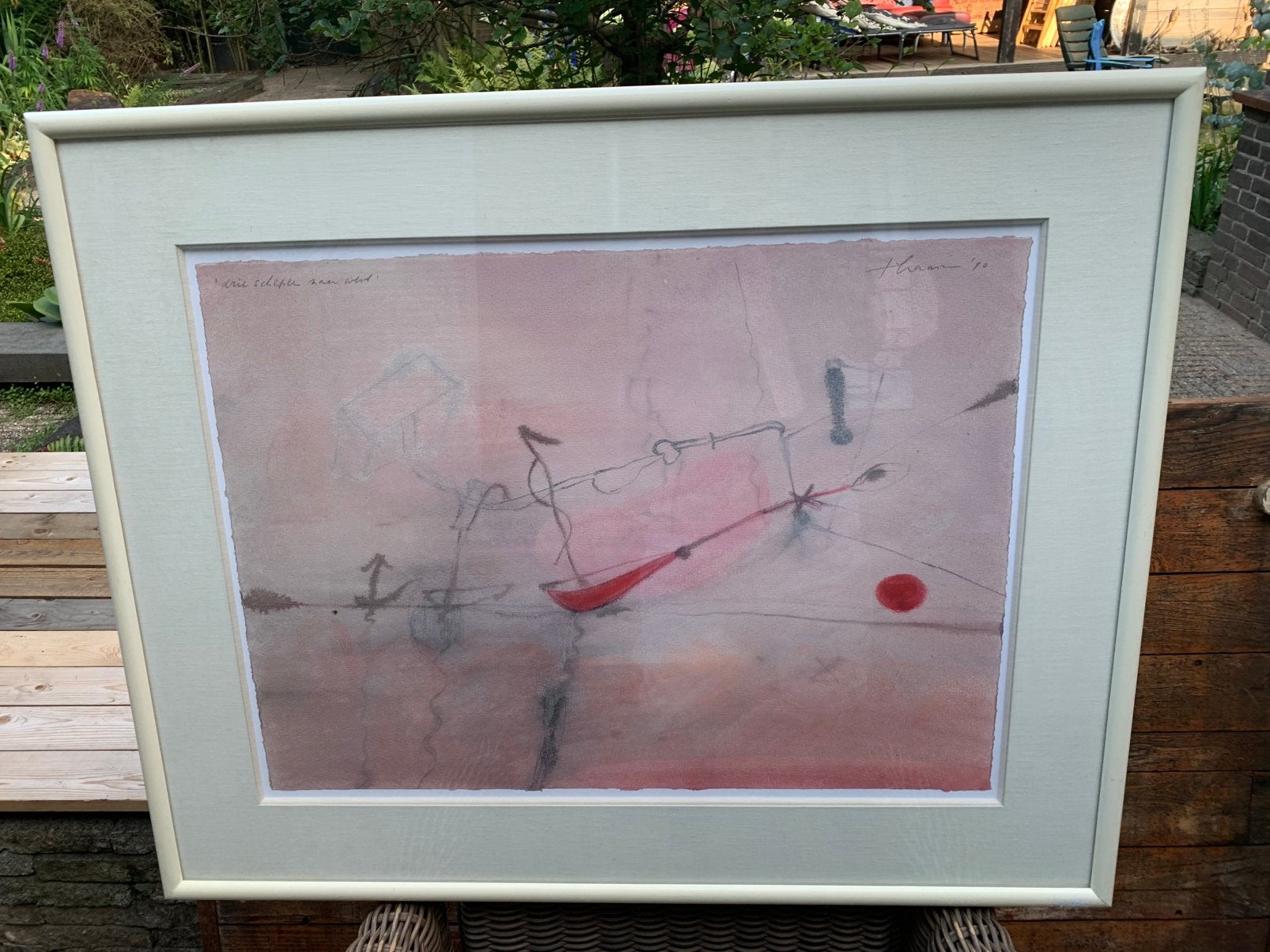Johan Claassen ... Gemengde techniek UNICA., Gemengde techniek, Landschap, Ophalen, Passe-partout