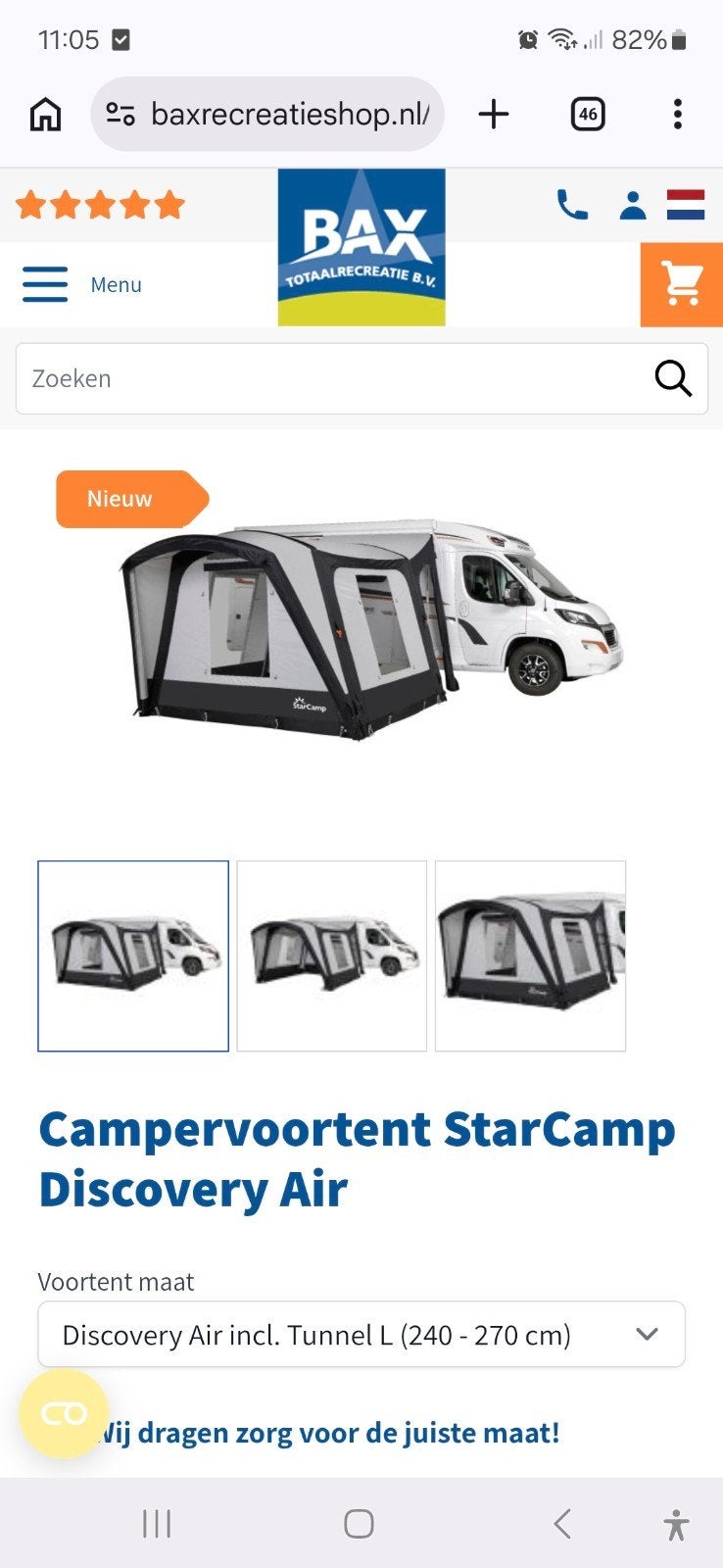 Campervoortent StarCamp Discovery Air, Caravans en Kamperen, Tenten, Ophalen of Verzenden, Nieuw