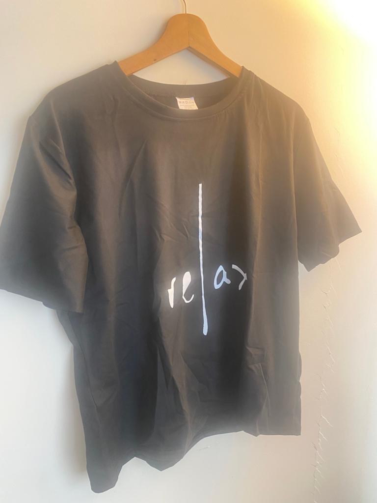 Cool Relax Printed Unisex Oversize T-Shirt (Black), Ophalen of Verzenden, Nieuw, Maat 56/58 (XL), Zwart