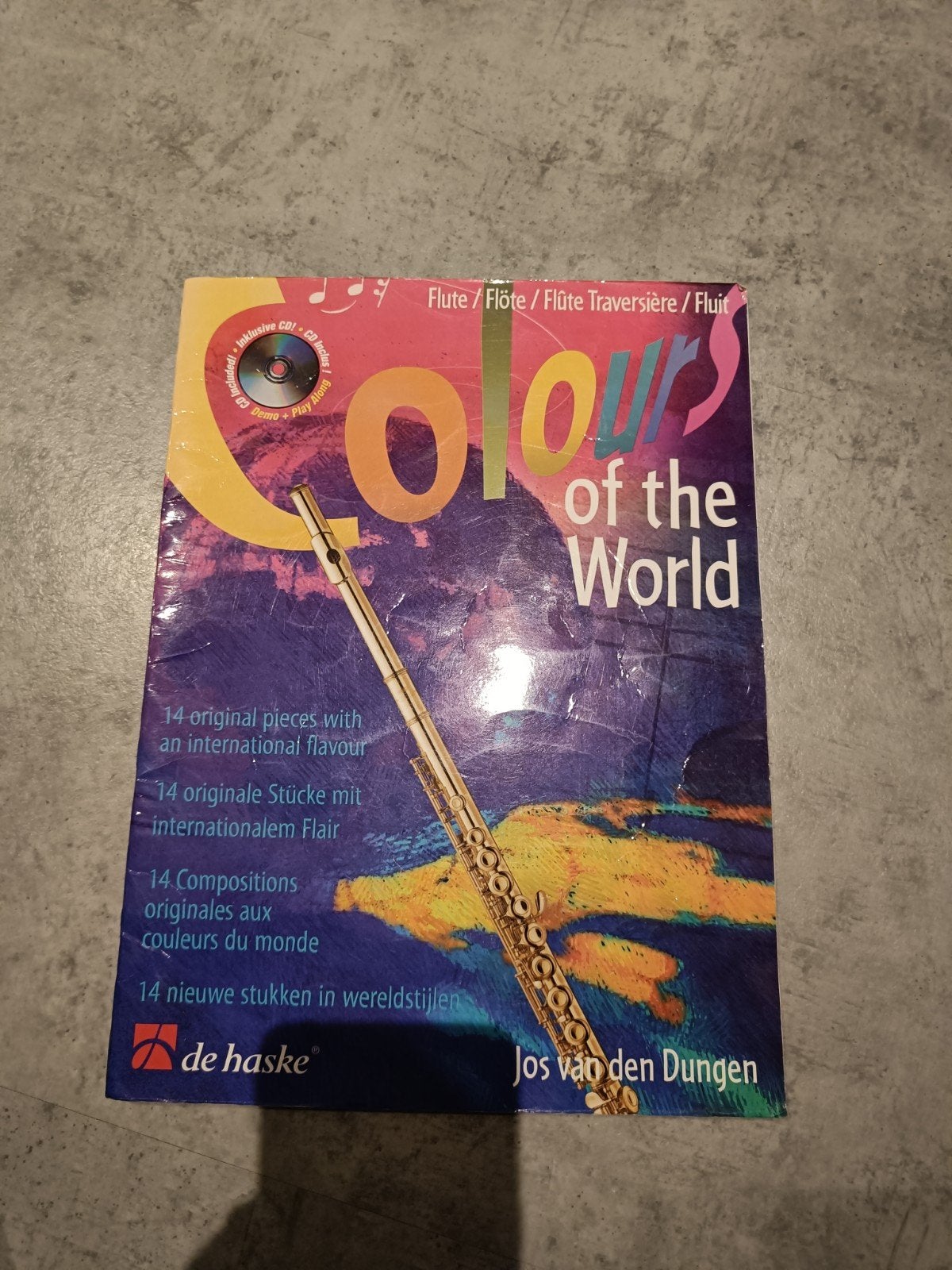 Colours of the World - Fluitboek met CD (Jos van den Dungen), Gebruikt, Wereldmuziek, Dwarsfluit of Piccolo, Ophalen of Verzenden