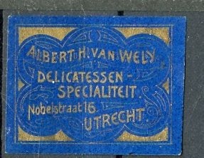 1900 Recamelabel Albert H. van Wely Utrecht Nobelstraat, Verzamelen, Ophalen, Gebruikt