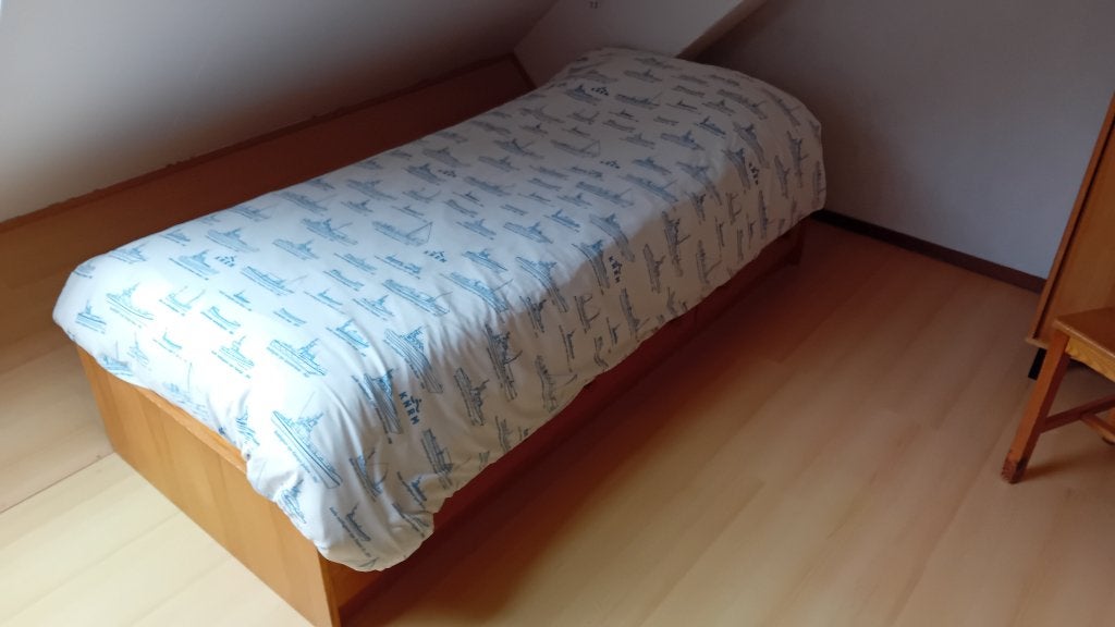 bed  eenpersoons, Ophalen, Gebruikt, 90 cm, Grenen