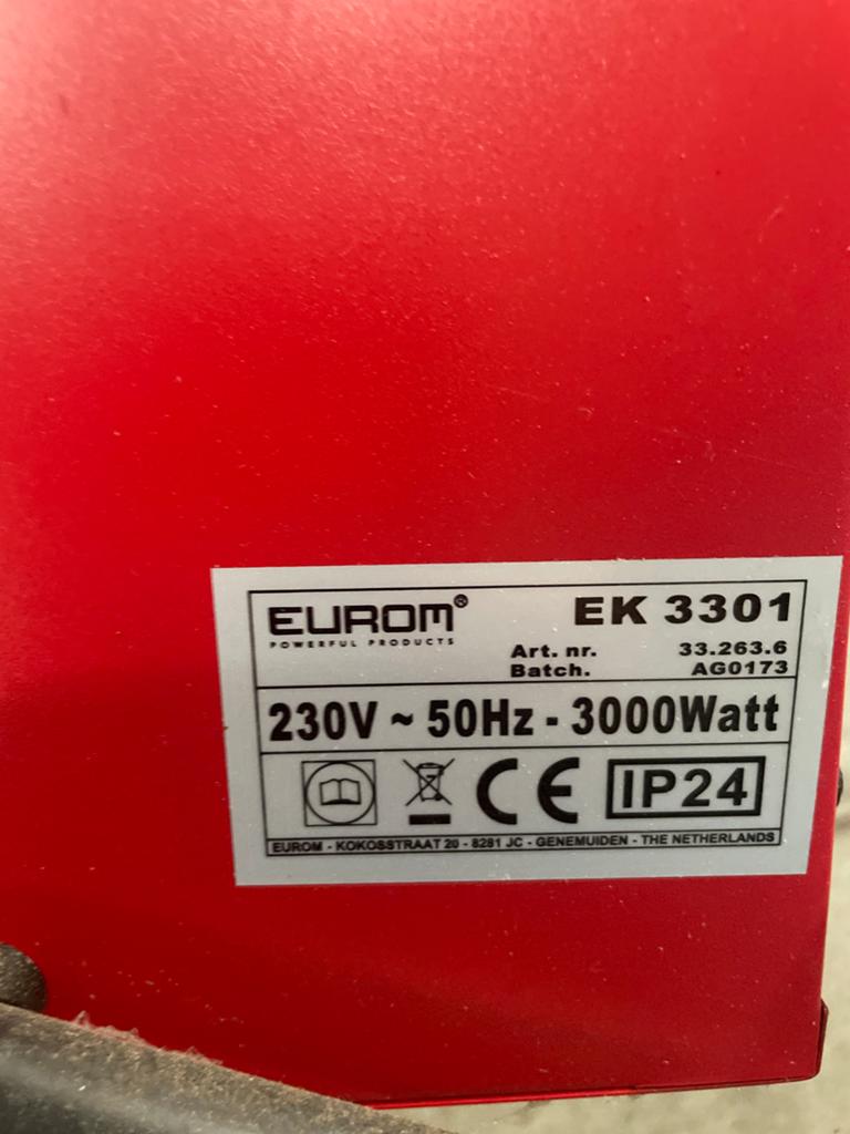 Eurom EK 3301 elektrische kachel 3000W, Ophalen, 30 tot 80 cm, Kachel, Minder dan 60 cm