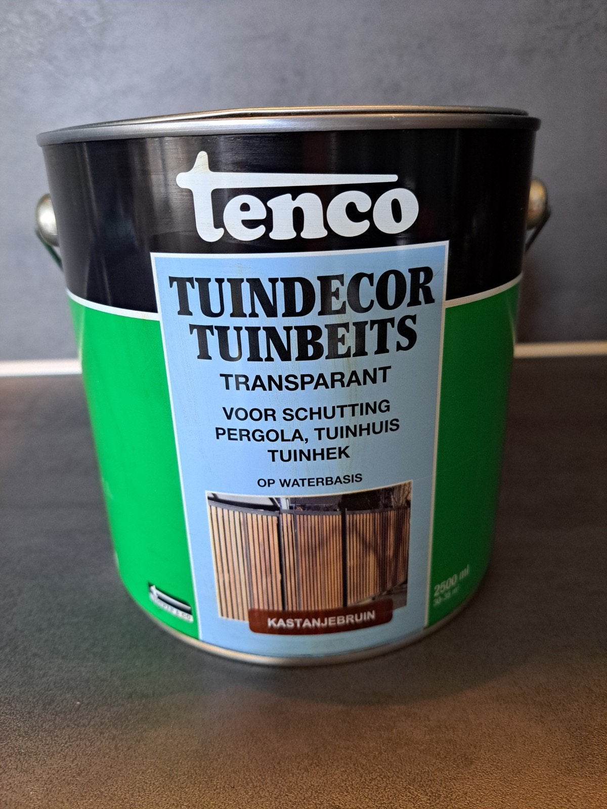Tenco beits 2,5 ltr. kastanjebruin op waterbasis, Doe-het-zelf en Verbouw, Ophalen, Bruin, Nieuw, Beits