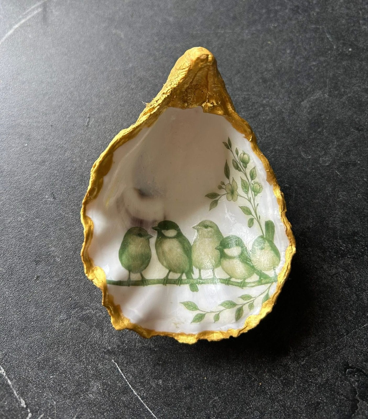 Oester schelp decoratie met vogeltjes kan met elke vogel, Meerkleurig, Overige stijlen, Nieuw, Ophalen of Verzenden