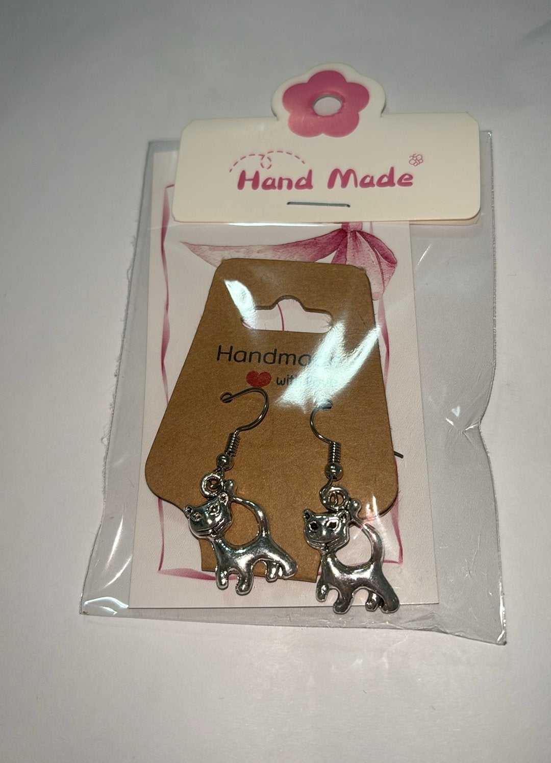 Oorbellen kat zilver, Overige materialen, Hangers, Nieuw, Ophalen of Verzenden