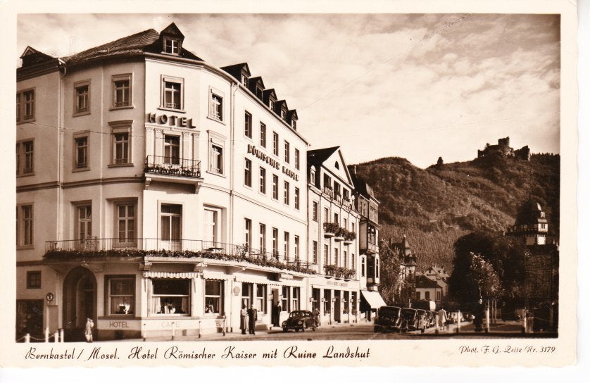 Bernkastel/Mosel - Hotel Römischer Kaiser met Ruïne Landshut, Ophalen of Verzenden, 1920 tot 1940, Ongelopen, Duitsland