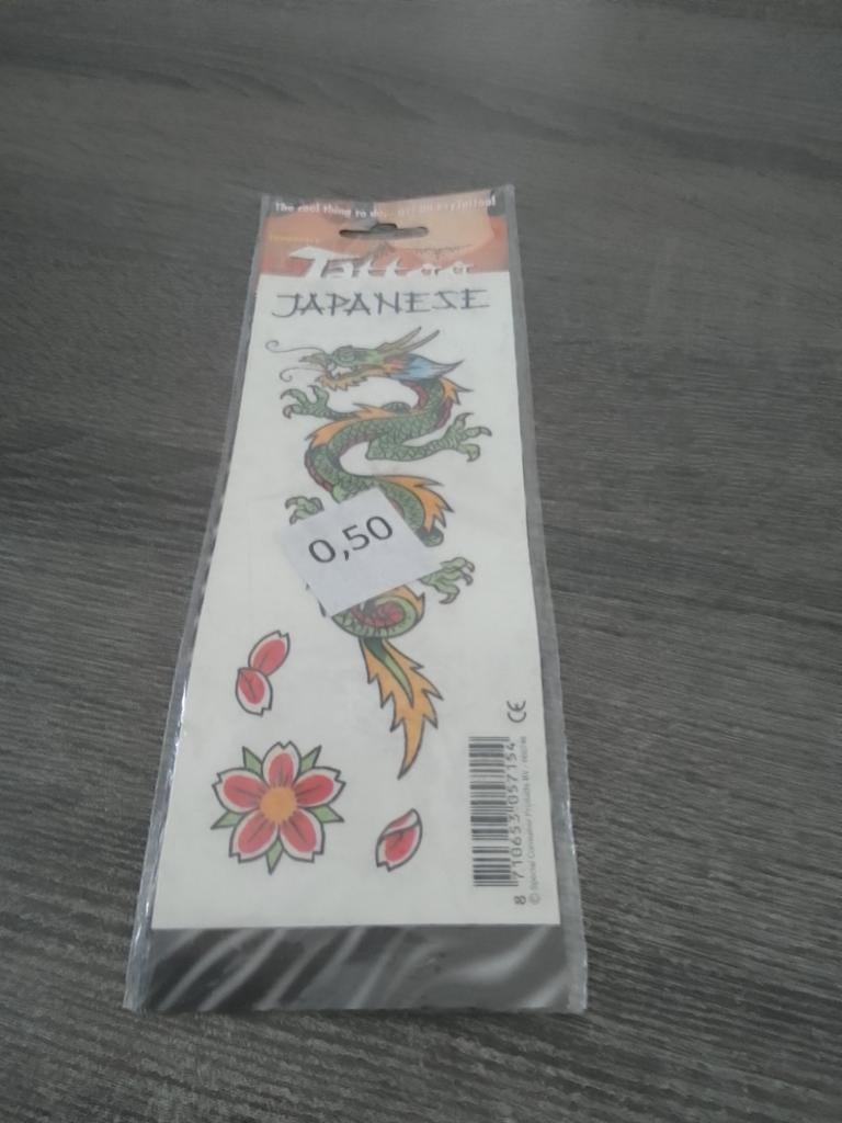 Japanse draak en bloemen tijdelijke tattoo stickers, Ophalen, Nieuw, Meerdere stickers