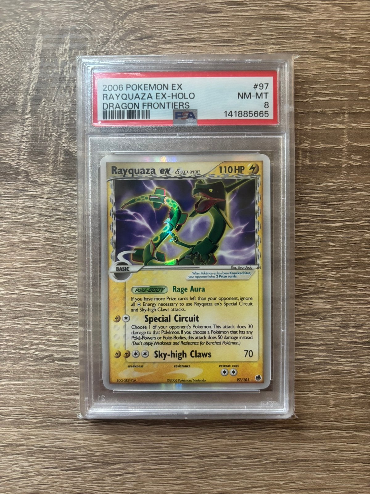 Pokemon Dragon Frontiers: Rayquaza ex PSA 8 - 97/101, Ophalen of Verzenden, Zo goed als nieuw, Losse kaart, Foil