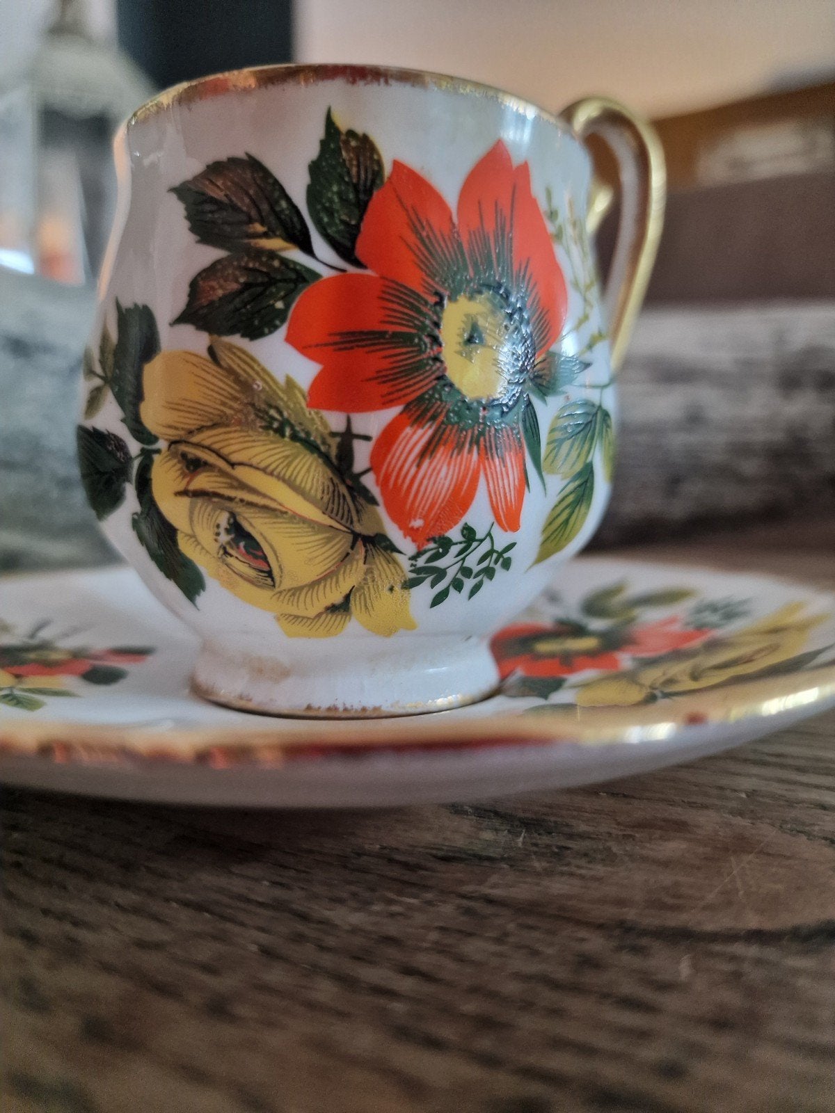 Vintage kop en schotel - Royal Priory  Dale, Ophalen of Verzenden, Zo goed als nieuw, Porselein, Kop en/of schotel
