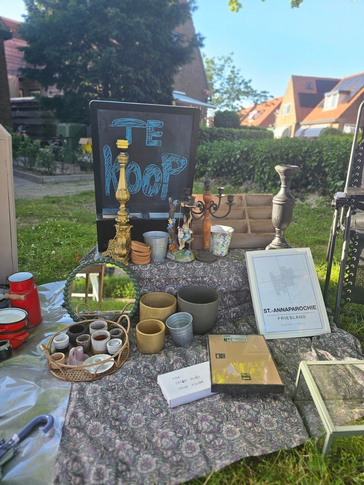 Vintage emaille vazen schelpen poppenhuis, Ophalen