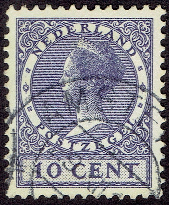 Nederland 1929, Wilhelmina Veth, 10 cent, watermerk, violet, Postzegels en Munten, Verzenden, T/m 1940, Gestempeld