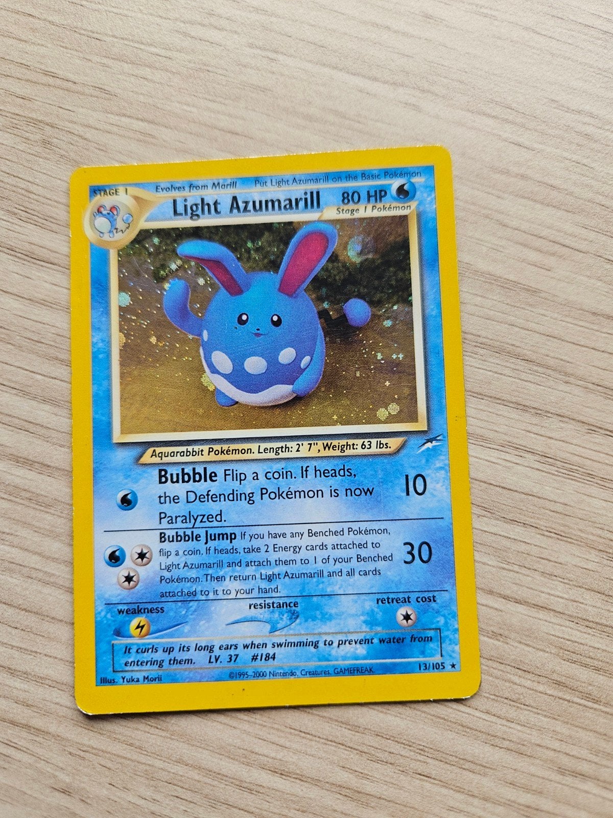 Light Azumarill Pokémon Kaart 13/105 Neo Destiny, Ophalen of Verzenden