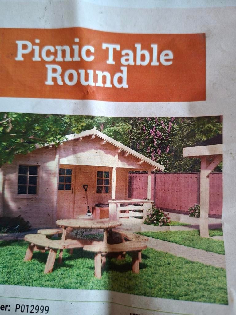 Ronde picknicktafel super luxe - 6-8 personen - Nieuw, Ophalen, Nieuw