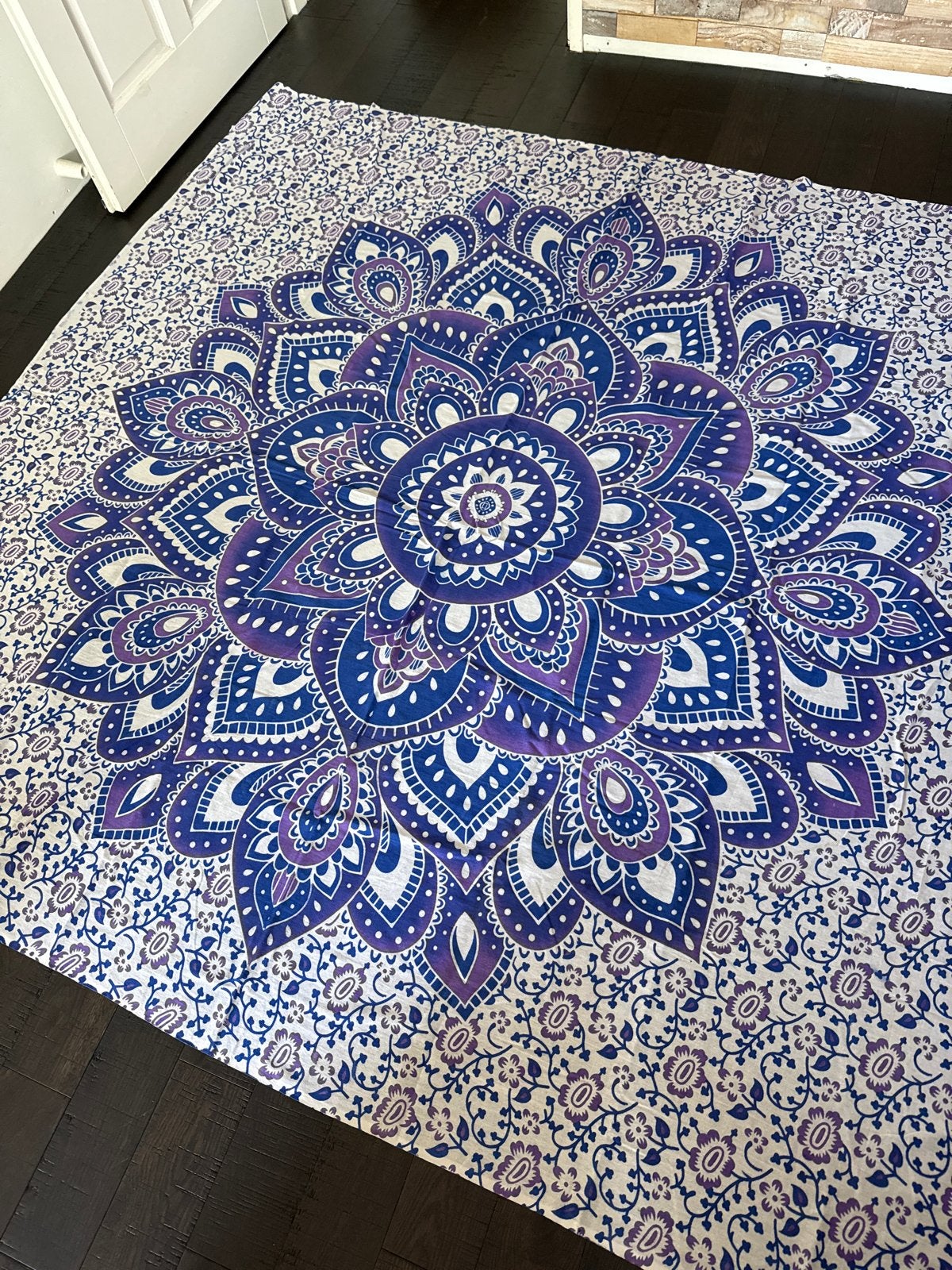 Origineel Indiase wandkleed / picknickkleed, Huis en Inrichting, Ophalen, Gebruikt, Blauw, 150 tot 200 cm