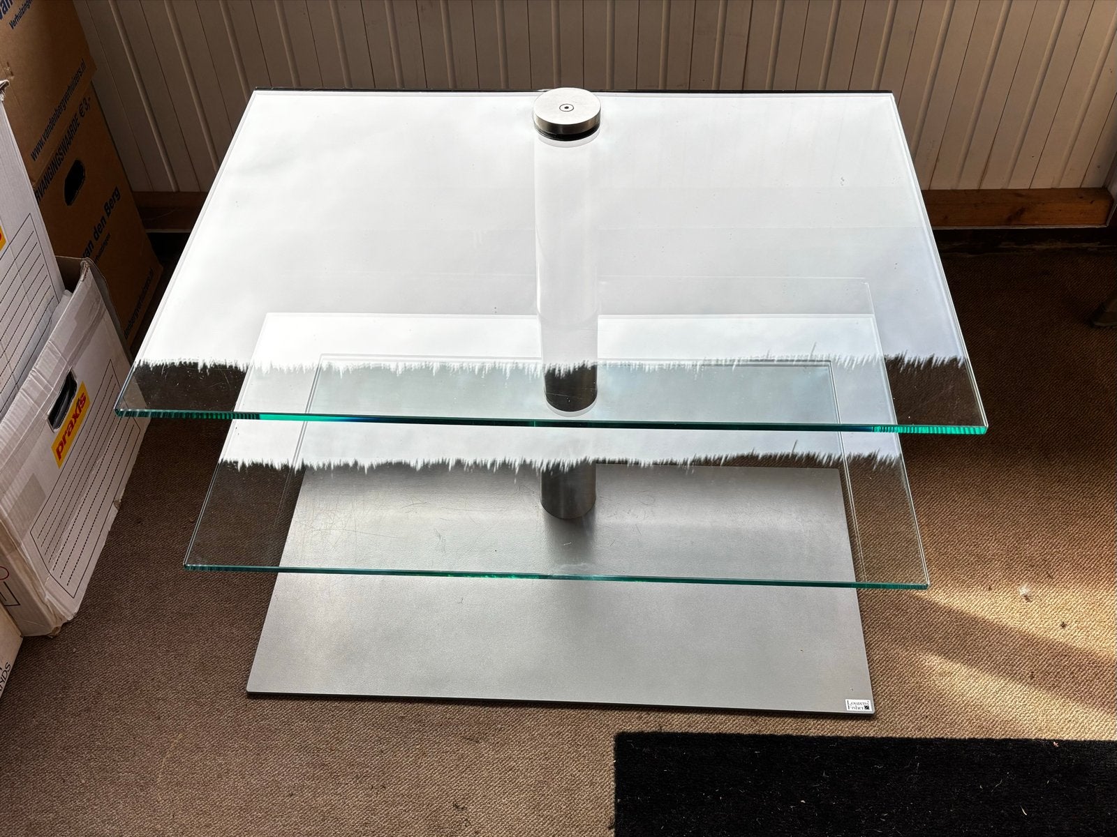 Glazen TV meubel met Metalen Onderstel, Huis en Inrichting, Ophalen, Gebruikt, 50 tot 100 cm, Glas