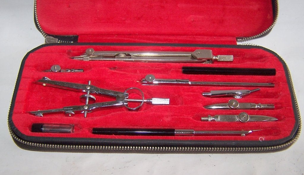 Vintage Vendex Precisie Chroom passerset. Izgs., Antiek en Kunst, Ophalen of Verzenden