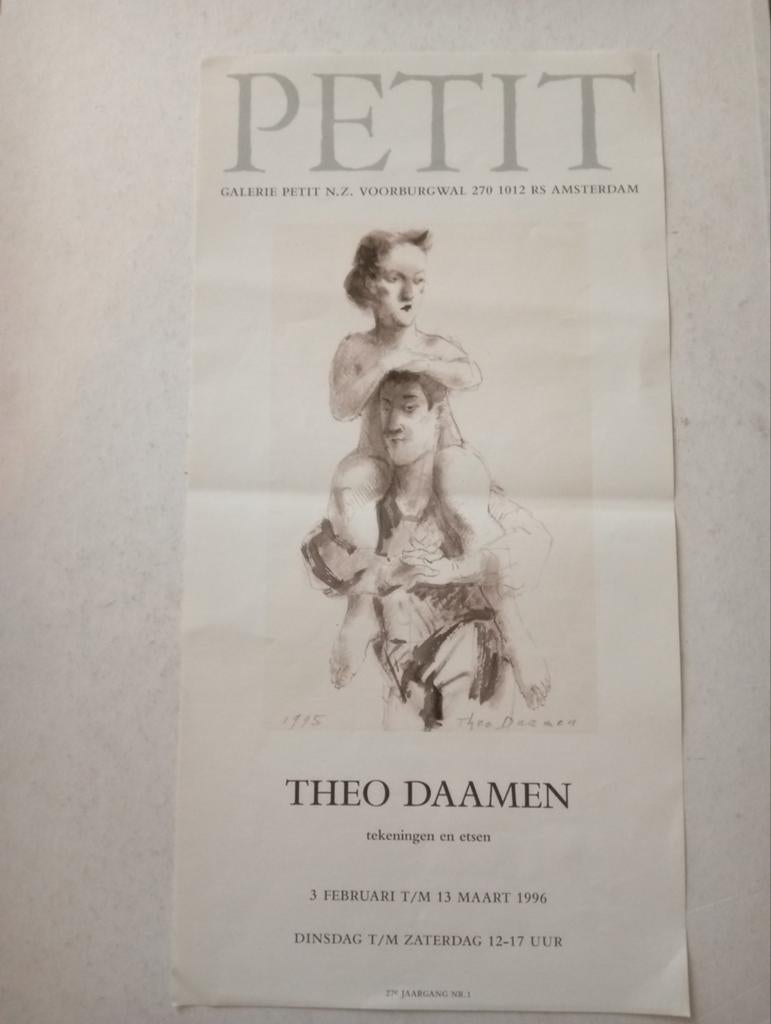 Theo Daamen affiche Galerie Petit 1996, Ophalen of Verzenden, A1 t/m A3